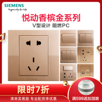 西门子(SIEMENS)开关电源插座面板悦动香槟金五孔USB一开带16A空调86型家用墙壁
