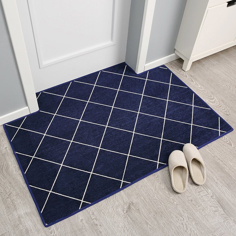 家柏饰(CORATED)厨房地垫大面积满铺防滑吸水吸油家用地板垫子定制卧室全铺地毯 网格藏青 80*120cm