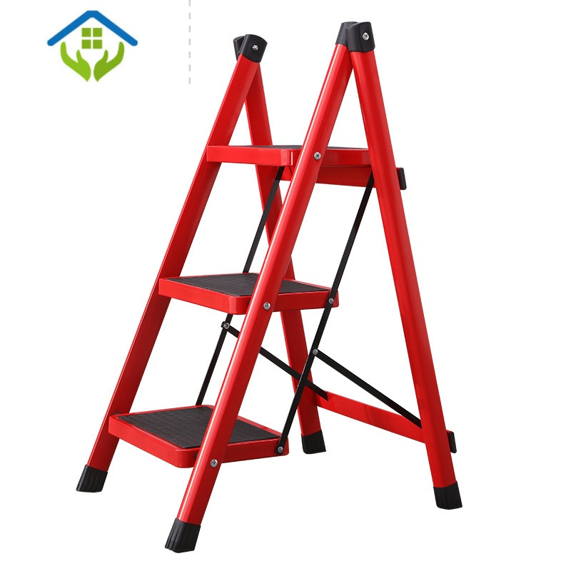 梯子可折叠楼梯搬家红梯家用人子梯三步梯新房 简易d型三步梯(驼色)