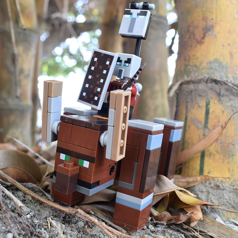 新我的世界灾厄村民突袭劫掠兽掠夺者1589拼装积木玩具兼容乐高87