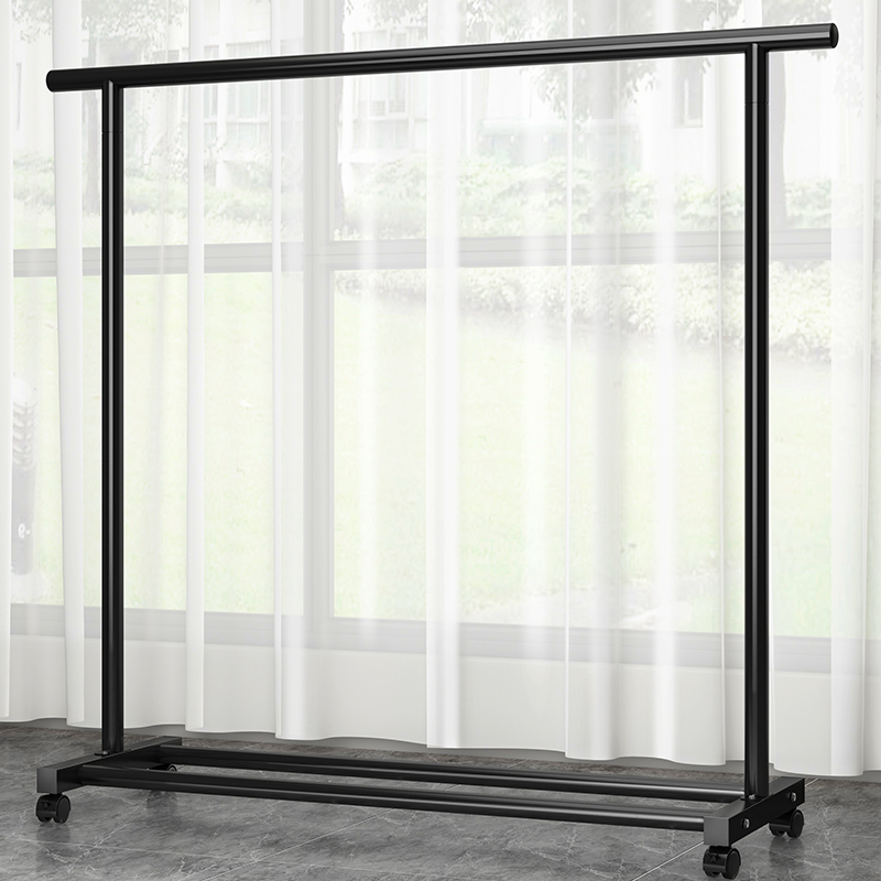 【补贴10%】晾衣架落地家用卧室挂衣服折叠单杆简易室内宿舍移动晒凉衣帽架子 1.2米白色22管加粗承重120斤