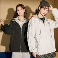[2.5折价119元]唐狮秋季新款外套女假两连帽开衫卫衣休闲百搭宽松上衣潮