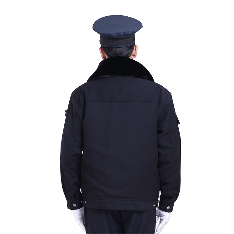 保安大衣防寒服加长加厚棉衣物业执勤棉衣工装(单独上衣 藏蓝色-170)