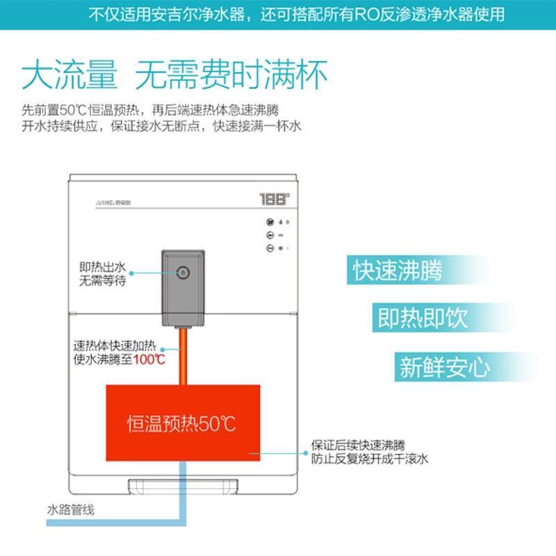 安吉尔(ANGEL)管线机饮水机壁挂式速热冷热型管线机饮水机净水器伴侣无过滤功能Y2518BKD-K-G三挡水温童锁设计