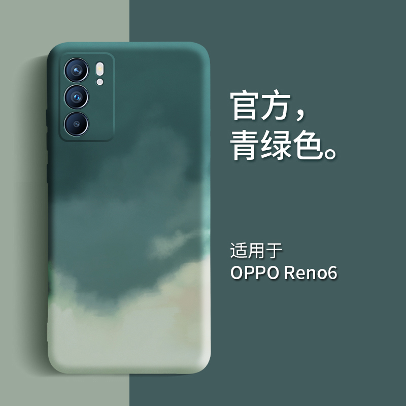 可波 OPPOReno6手机壳新款Reno6pro/pro+保护套硅胶5G个性创意镜头全包防摔软壳男女网红壳 reno6暗夜绿