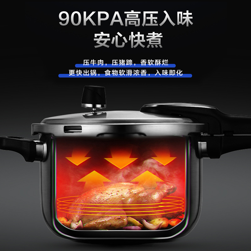 爱仕达 高压锅燃气 22cm电磁炉压力锅 智芯304不锈钢/厚底不挑炉灶 安全防爆 YS22D1WG