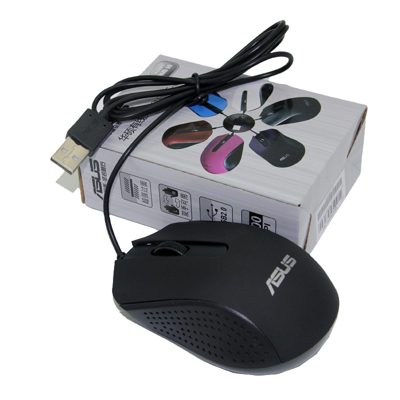 华硕(ASUS)AE-01 原装光电轻薄便携办公游戏usb有线鼠标 人体工学 1000DPI 笔记本台式机一体机电脑通用