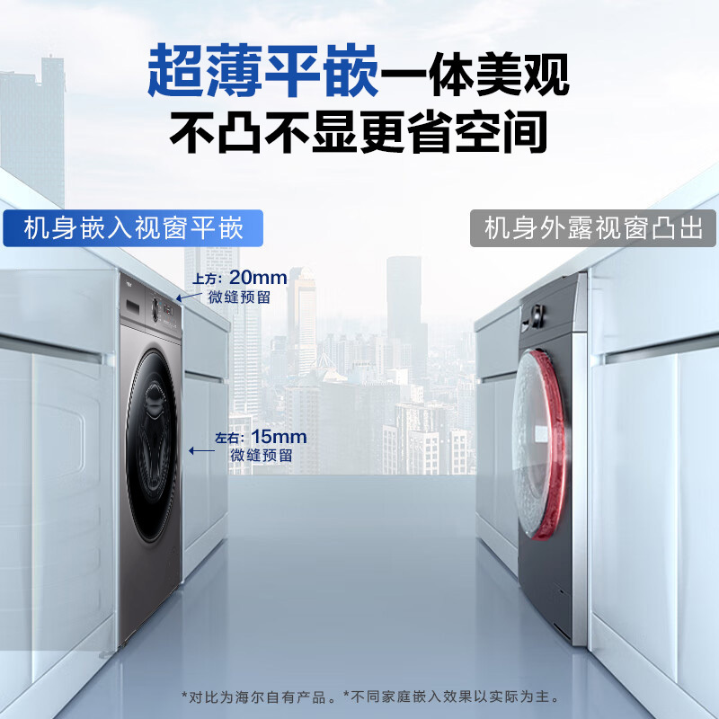 海尔(Haier)精华洗2.0 10公斤变频 滚筒洗衣机 平嵌机身 智能投放 XQG100-BD12519