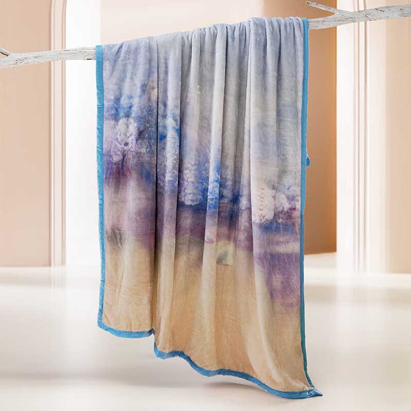 水星家纺浅韵素影可水洗云朵柔绒毯150cm×200cm 型号 182458高清大图