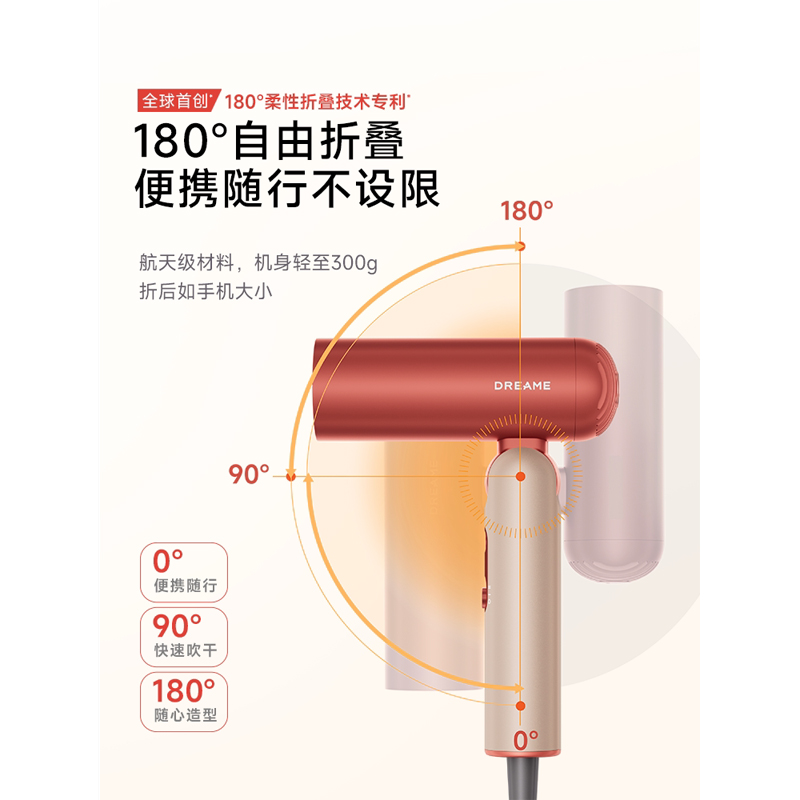 追觅 高速吹风机家用吹风机恒温速干电吹风 P10 Spark-星火红 1个高清大图