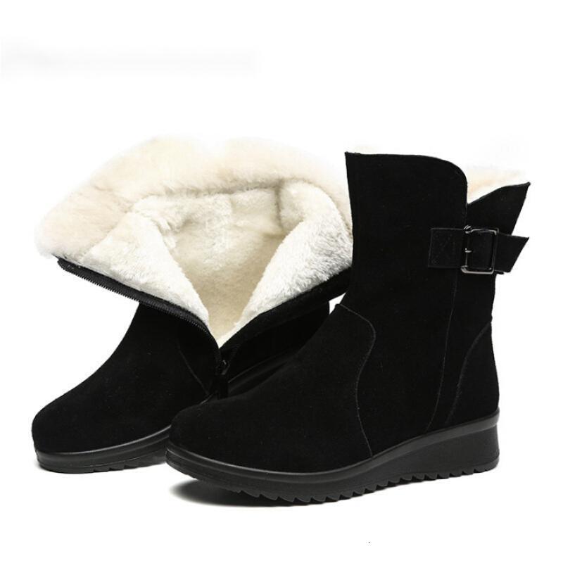 旺奈wangnai冬季加厚保暖羊毛雪地靴女防滑中年中筒棉靴女大码中老年