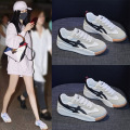 时言(SHIYAN)网红休闲鞋女2026春季新款阿甘女鞋潮流舒适厚底休闲单鞋户外时尚街拍运动鞋女 白黑色 38码