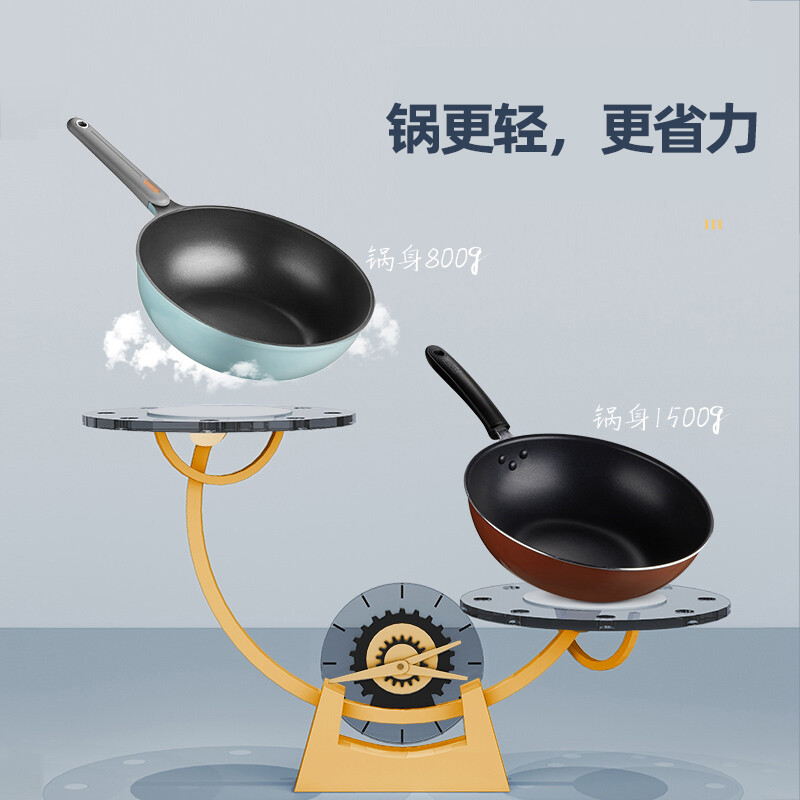 炊大皇超轻带盖炒锅 CKNC6430BF高清大图