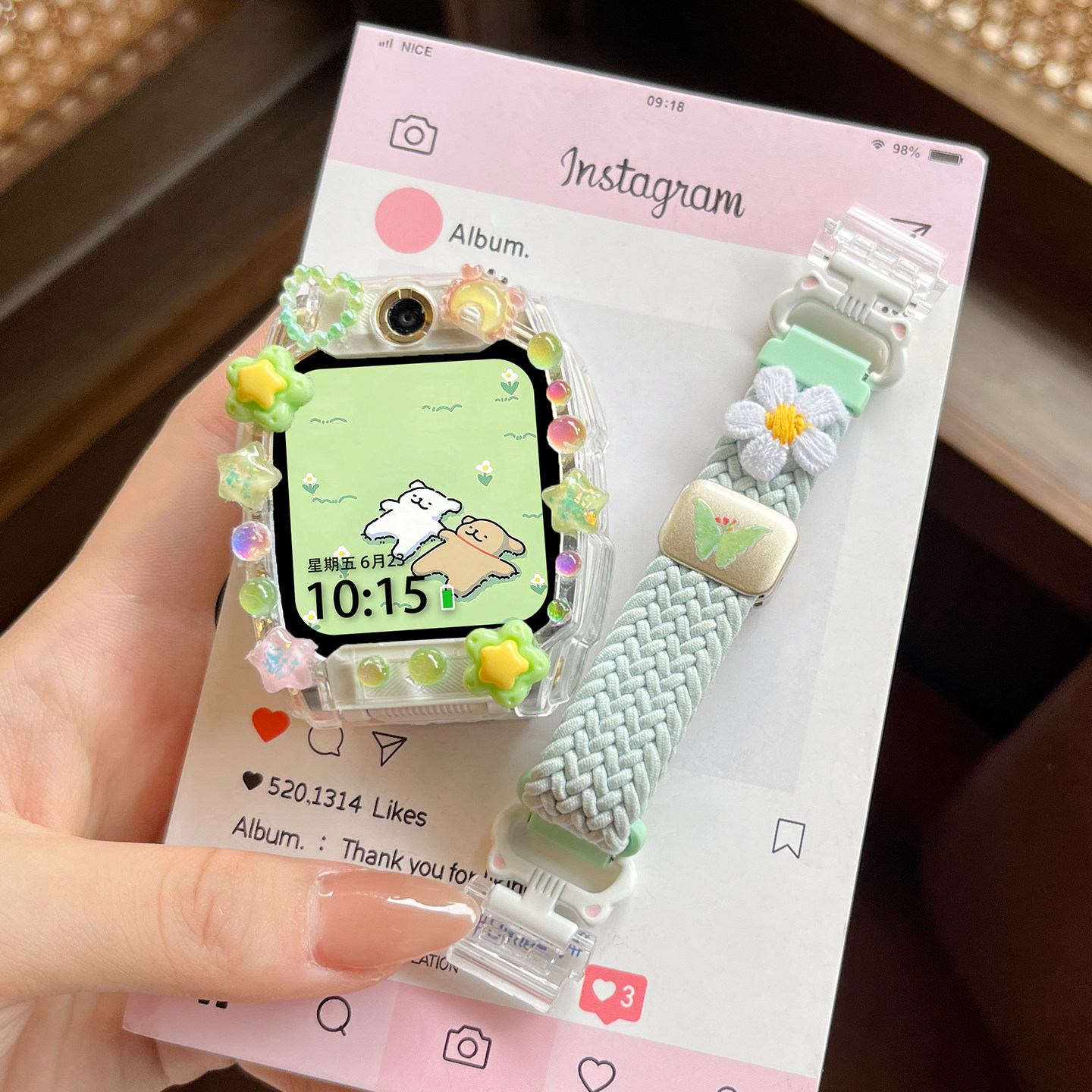 适用小天才电话手表表带Z10/Z9可爱挂脖Z11新款Z8Z7S保护套3139B高清大图