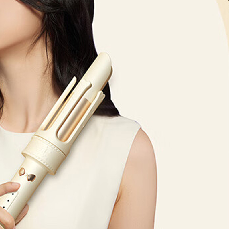 雷瓦自动卷发棒进发口加宽三挡温控声音轻柔微弱奶茶白RB-8705高清大图