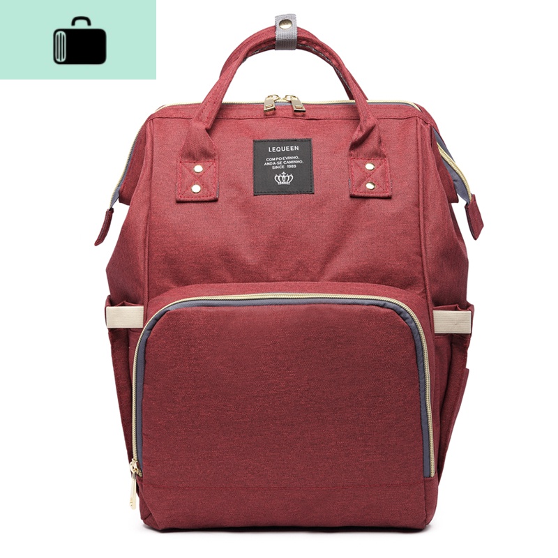 妈妈包多功能大容量双肩包外出背包手提时尚轻便出行女包NEW LAKE 酒红色经典款