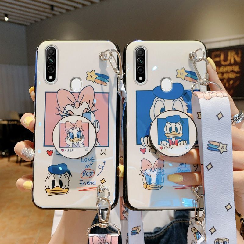 潮牌蓝胖子oppoa8手机壳蓝光气囊支架斜挎绳情侣手机壳卡通动漫oppoa8