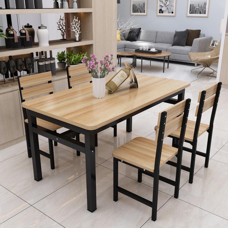 简约餐桌椅组合小户型现代长方形快餐饭店家用吃饭桌简易4人6桌椅高清大图