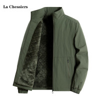 La Chessiers官方立领夹克外套男春秋季防水加大码宽松户外可脱卸帽冬季加绒