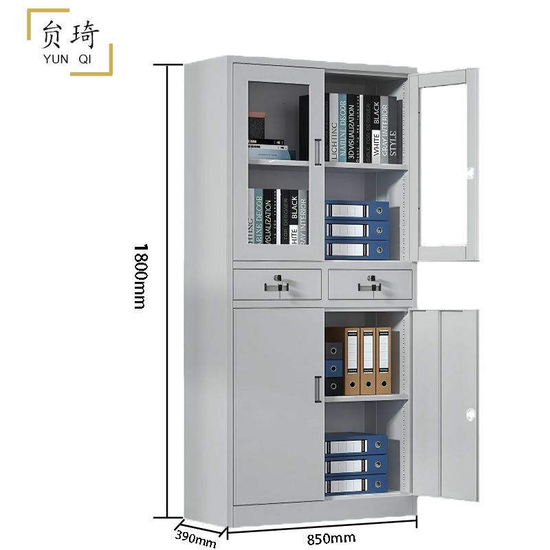 贠琦文件柜1800x390x850mm三层带锁玻璃材质简约实用25千克安全存储高清大图