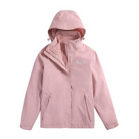 骆驼(CAMEL) 户外女款防风防水抗菌三合一冲锋衣登山外套 A0W118166 橡皮粉 女 M