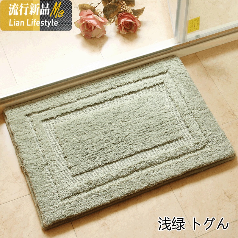 卫生间吸水地垫浴室防滑垫进口脚垫垫厨房卧室厅家用地毯 三维工匠 浅绿色 60*90cm(送蹭蹭垫)