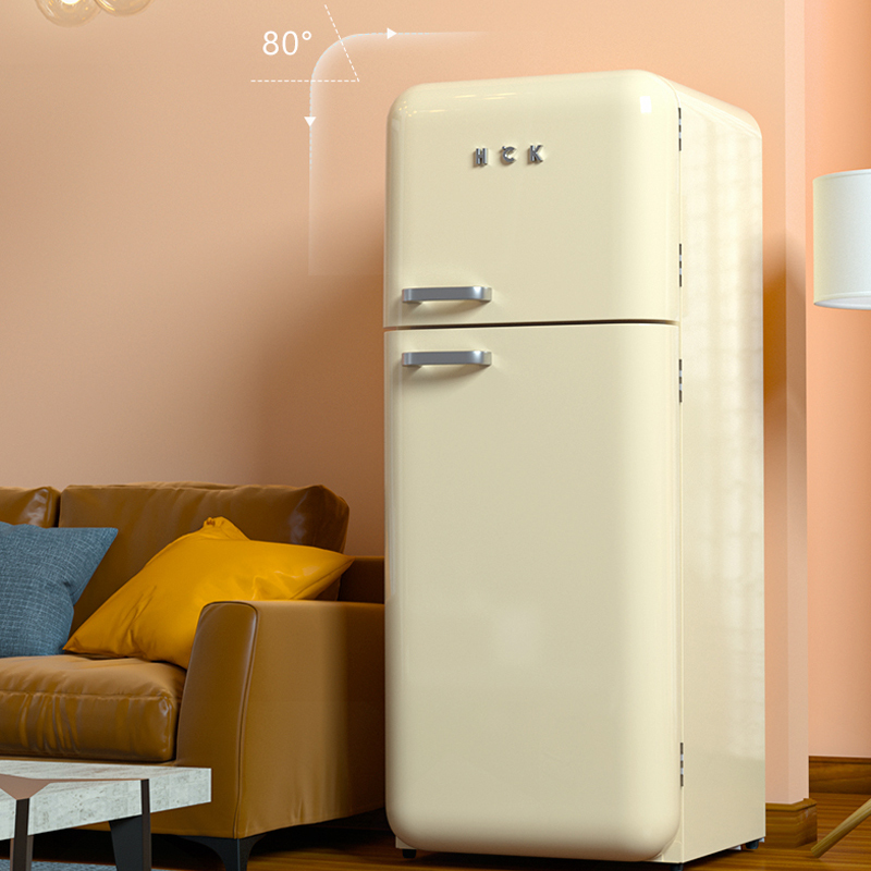 hck哈士奇bcd253rs双门复古冰箱进口家用客厅小型大容量网红高颜值浅
