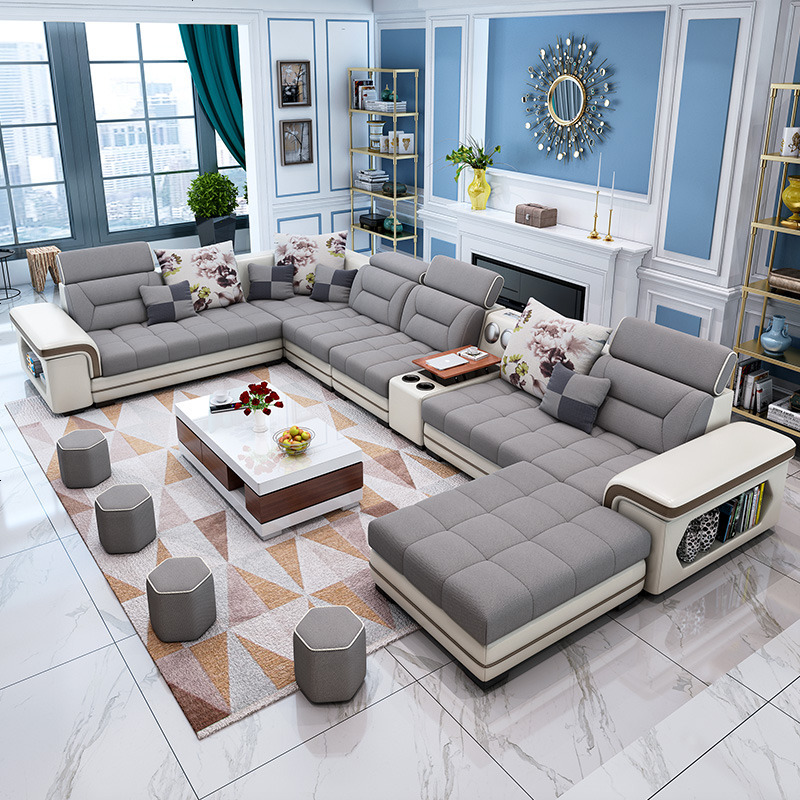 现代布艺沙发组合可拆洗布沙发大小户型客厅整装转角储物功能沙发