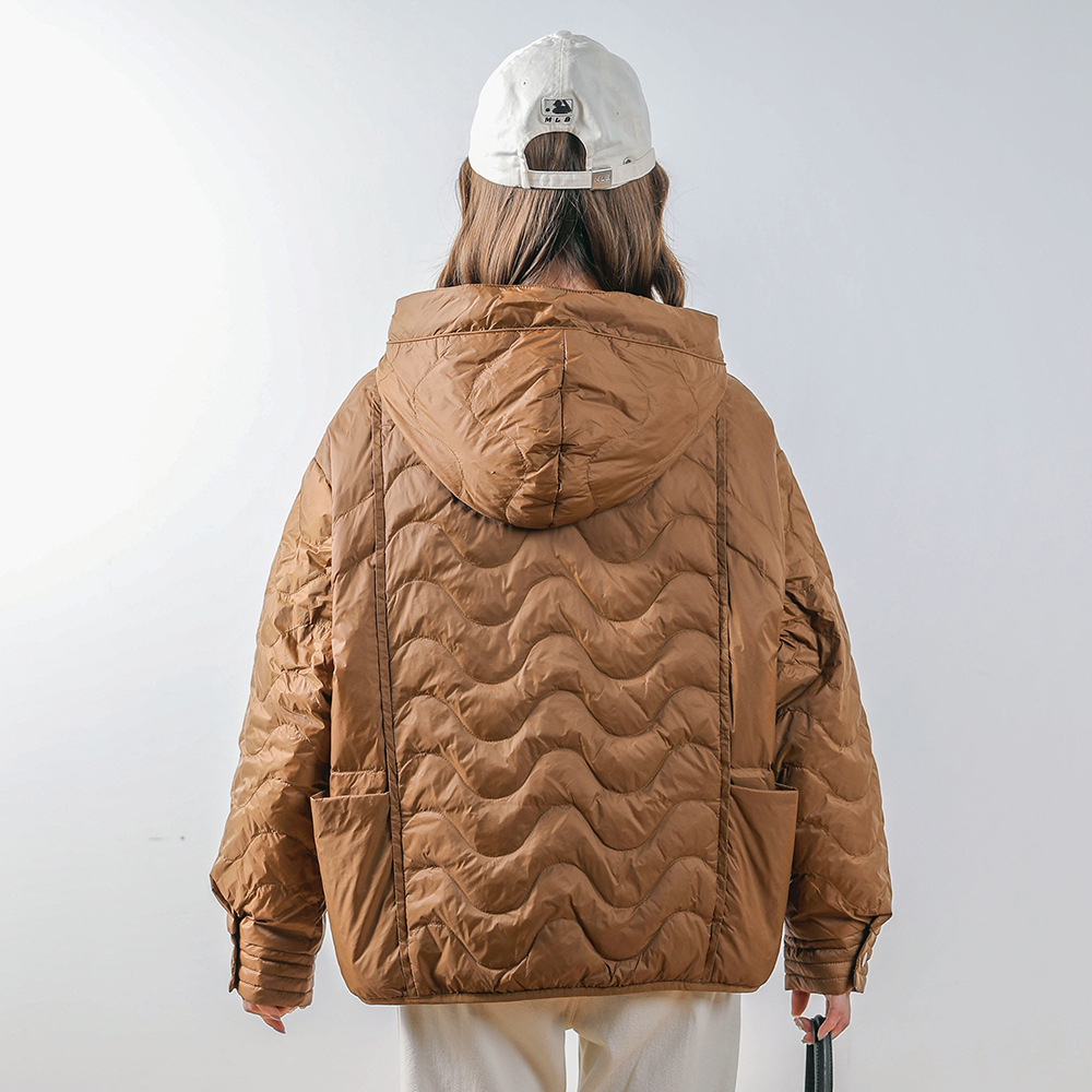 冬季新款90白鸭绒纯色百搭款时尚宽松简约外套羽绒服女_3666高清大图