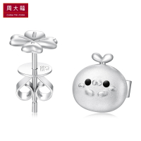 周大福 长颜团子 可爱团子四叶 925银耳钉AB39088