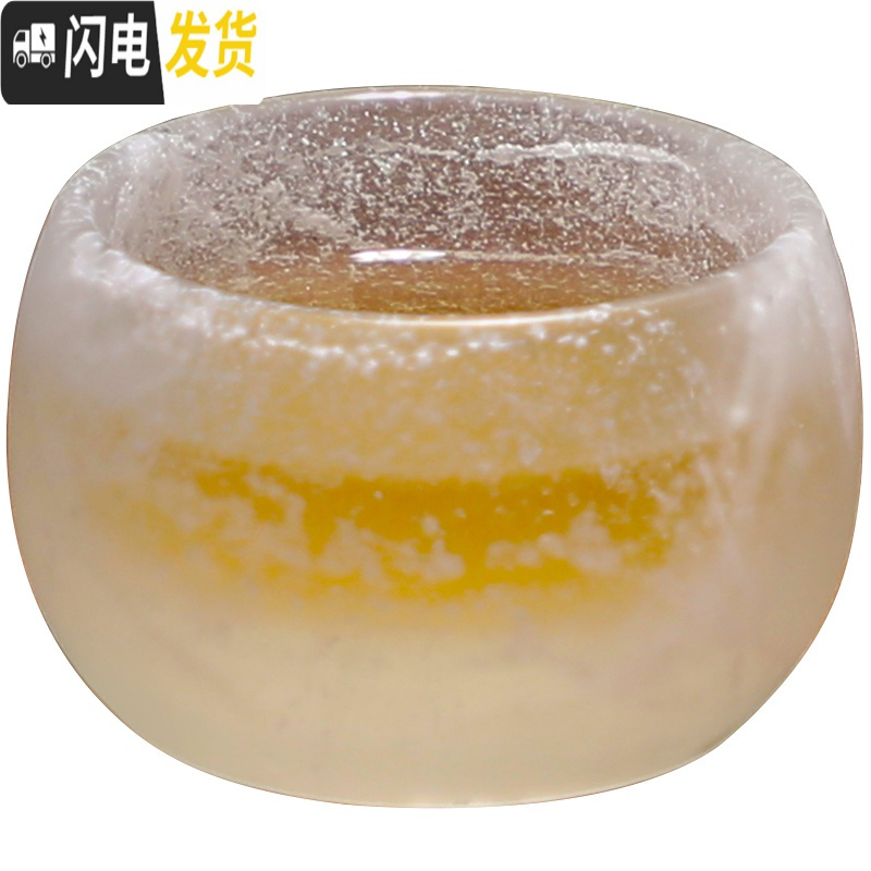三维工匠古法琉璃冰冻烧茶杯主人杯品茗杯单杯大号加厚玻璃功夫茶具玻璃杯