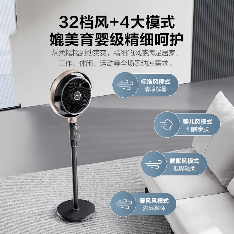 艾美特(AIRMATE)空气循环扇家用电风扇负离子净化过滤落地扇 智能语音+空气过滤FA18-SRDI196高清大图