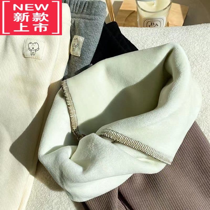 可莉允tangyuan妈儿童复合一体牛奶蛋白绒打底裤女童加绒小狗修身保暖童保暖裤图片