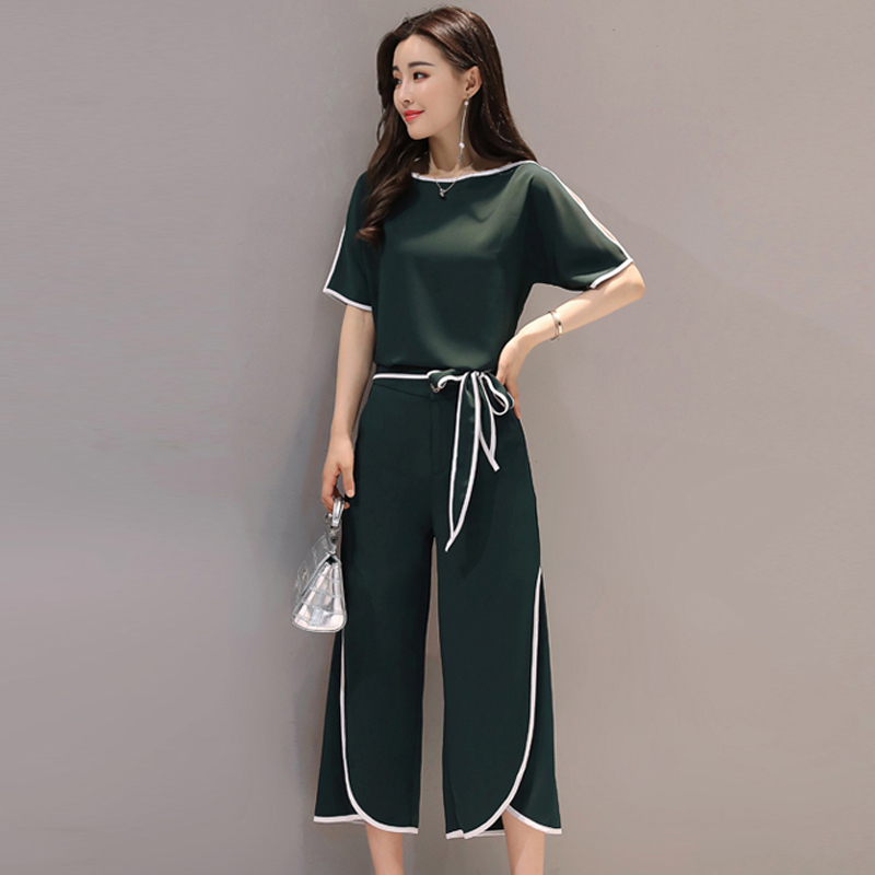 春夏装新品显瘦女装韩版时尚阔腿裤套装显高时髦甜美两件套
