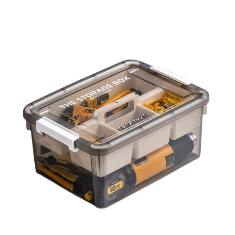 禧天龙(Citylong) X-6020收纳箱(高透烟熏灰)多功能双层隔板分类手提美术生专用绘画工具储存箱*2个装高清大图