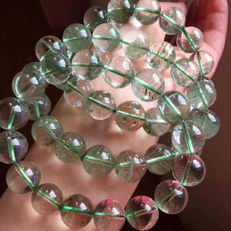 天然水晶绿幽灵手链满天星聚宝盆招财聚财助事业男女款饰品手串送女