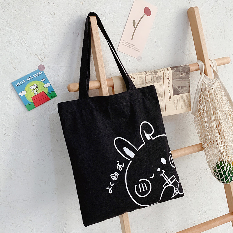 单肩帆布包女韩版简约ins中包百搭学生文艺原宿ulzzang日系手提袋