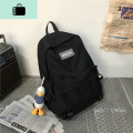 大容量书包男韩版百搭初中双肩包女原宿ulzzang高中学生休闲背包NEWLAKE 黑色带鸭子挂件