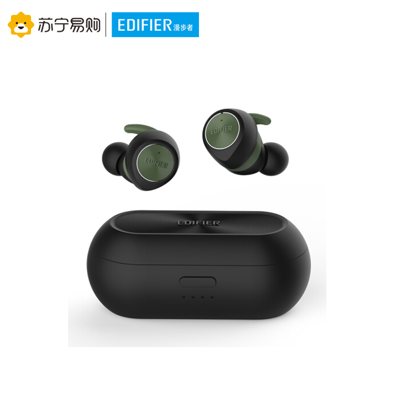 Edifier/漫步者 TWS3真无线蓝牙耳机迷你运动防水通话入耳式耳塞 黑绿色