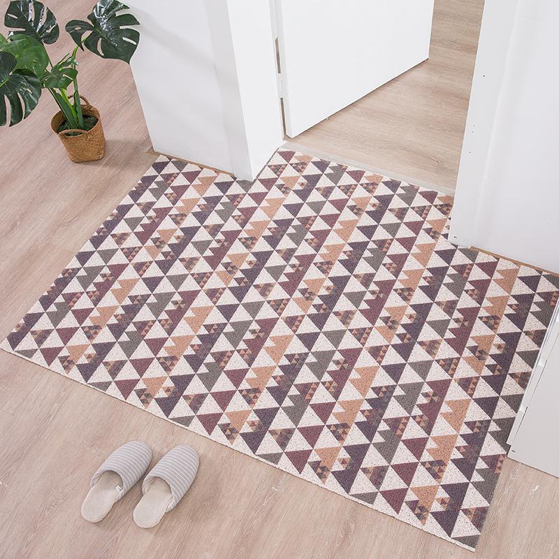 美帮汇【厅】丝圈进地垫脚垫简约入户口地毯家用垫 定制裁剪 咖啡几何 120×180CM