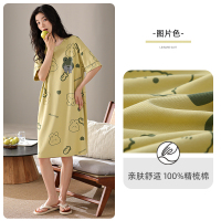 猫人睡裙女夏季新款纯棉短袖自带胸垫一体式薄款可外穿家居服 XL ZJ-31028X