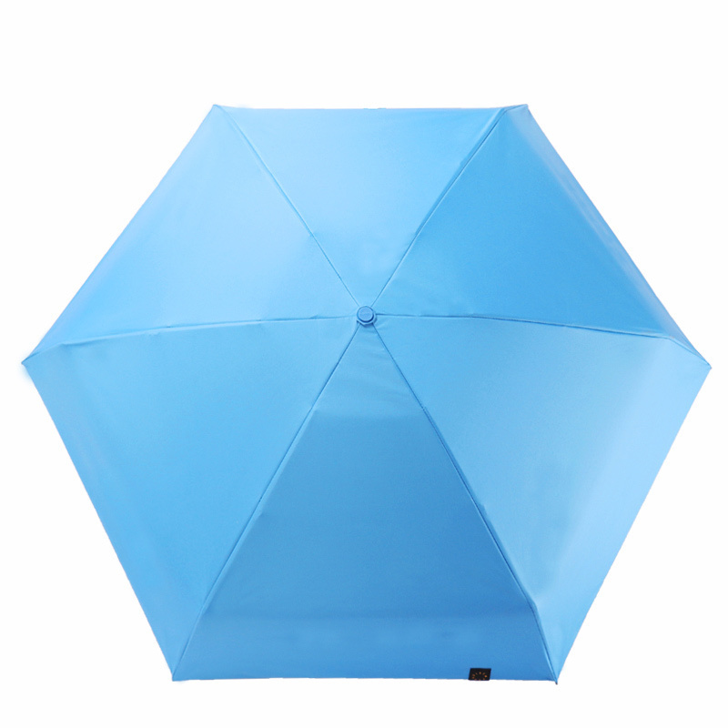 天堂伞 全遮光黑胶防晒迷你五折晴雨伞太阳伞遮阳伞胶囊伞 深蓝