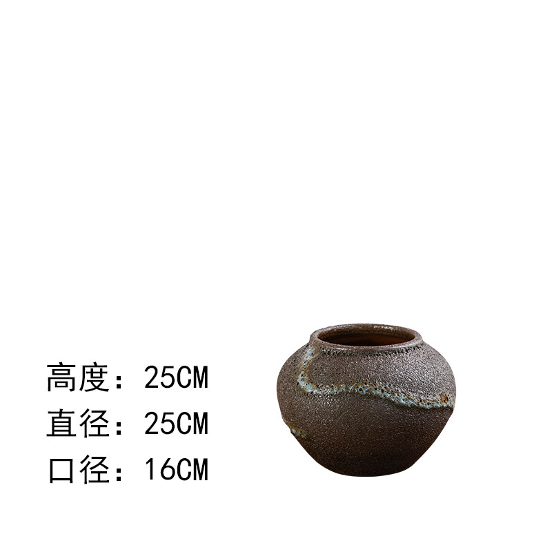 干花花瓶陶罐复古景德镇陶瓷花器客厅玄关插花粗陶组合摆件装饰品 三维工匠 高40直径40口23厘米