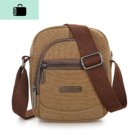 男士小包包迷你单肩斜挎包男式帆布背包夏季手提包休闲男包挂包潮NEWLAKE 帆布咖啡ML迷你小包