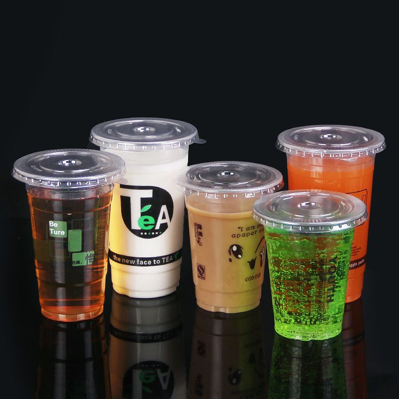 一次性奶茶杯果汁子透明加厚饮料杯塑料杯打包杯95豆浆杯1000只装