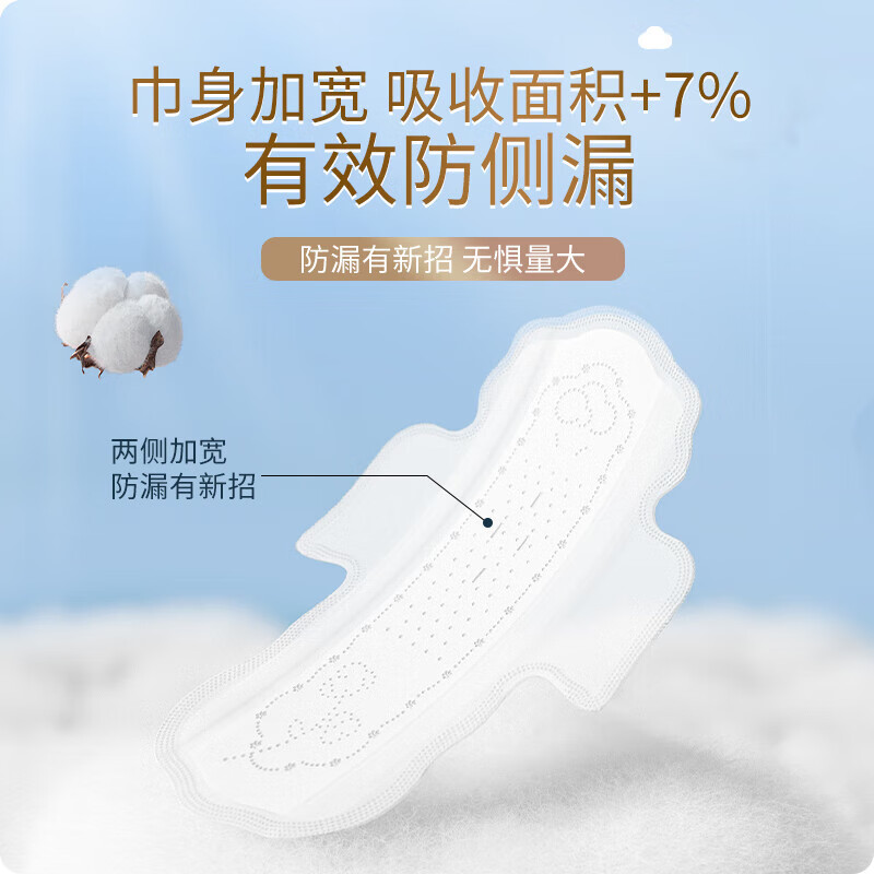 七度空间(SPACE 7) 天山绒棉极薄420mm夜用5片 QRD6905 敏感肌日夜极薄透气防漏姨妈巾 天山绒棉高清大图
