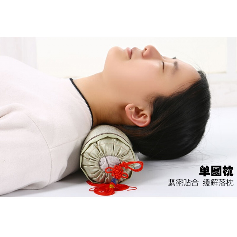 夏天颈椎枕头修复颈椎单人糖果圆形护颈荞麦皮凉枕芯夏季