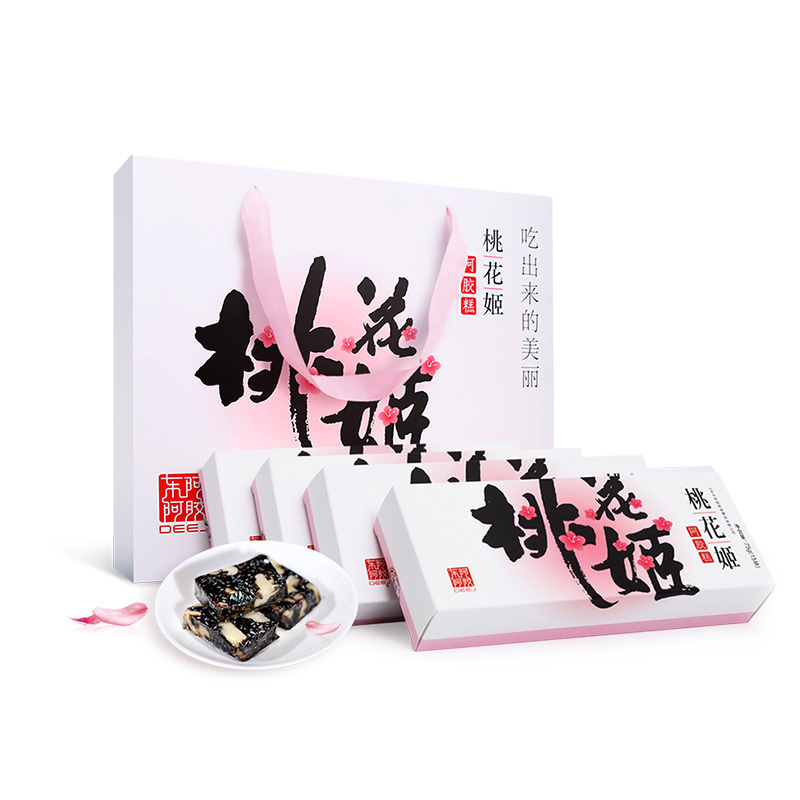 东阿阿胶 桃花姬阿胶糕75g*4/定制礼盒(300g) 阿胶膏 即食固元膏 DEEJ 官方旗舰店