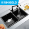 HIGOLD/悍高石英石双槽水槽套装 厨房家用洗菜盆洗碗池水池手工水槽