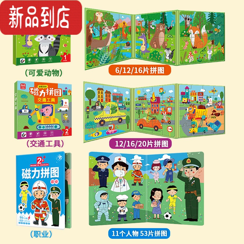 真智力儿童进阶磁力拼图3到6岁宝宝益智玩具幼儿磁性大块平图2男孩女孩4 磁力拼图[2岁]3本磁性玩具